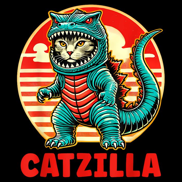 Cat Catzilla Cat Mom Cat Dad Tall Hoodie