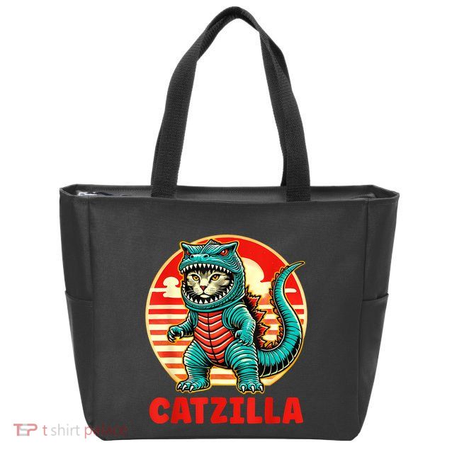 Cat Catzilla Cat Mom Cat Dad Zip Tote Bag