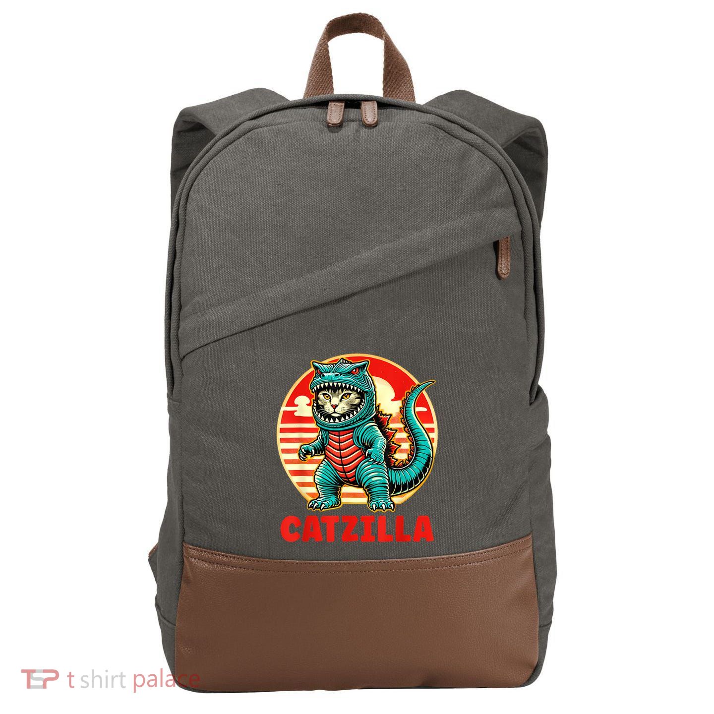 Cat Catzilla Cat Mom Cat Dad Cotton Canvas Backpack