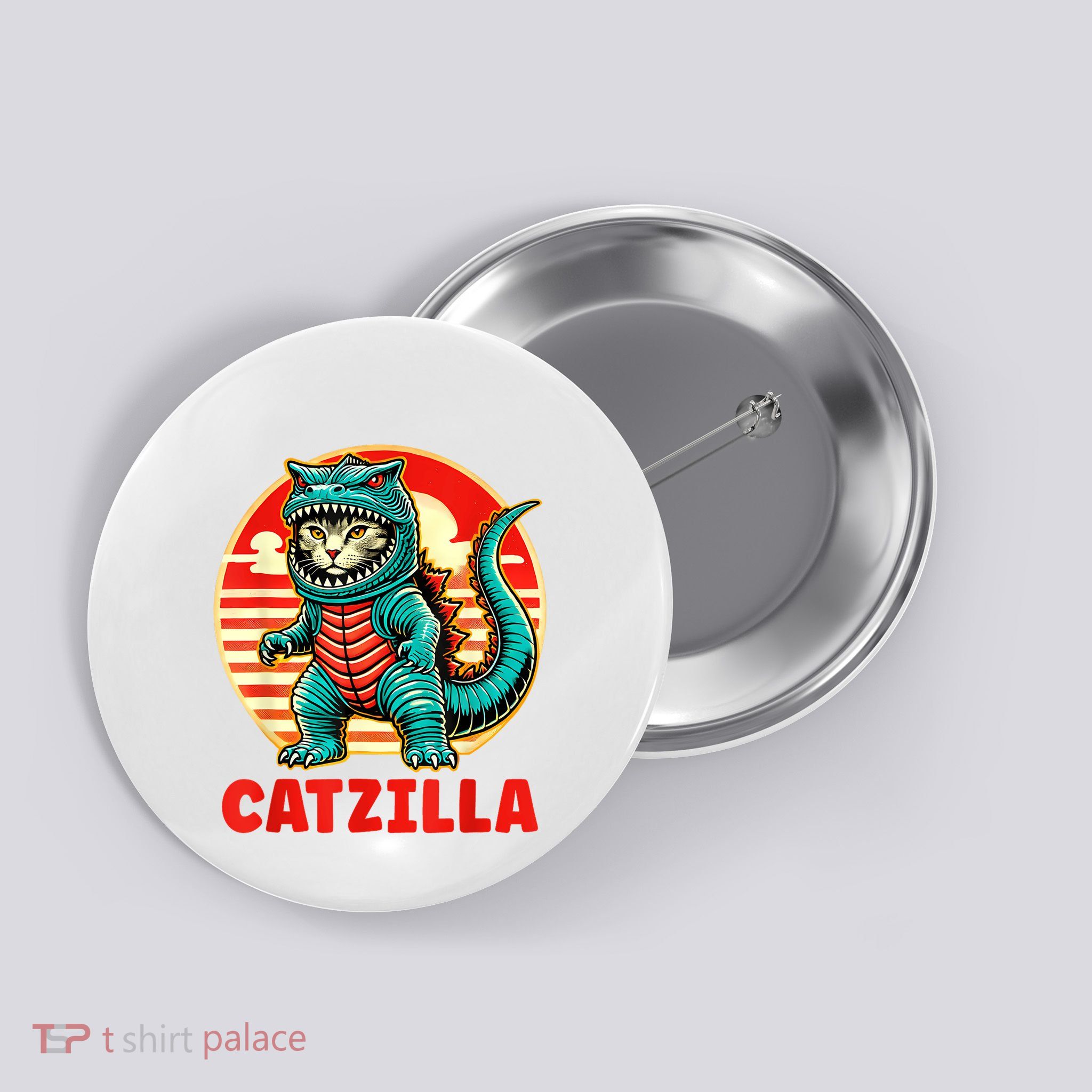 Cat Catzilla Cat Mom Cat Dad Button