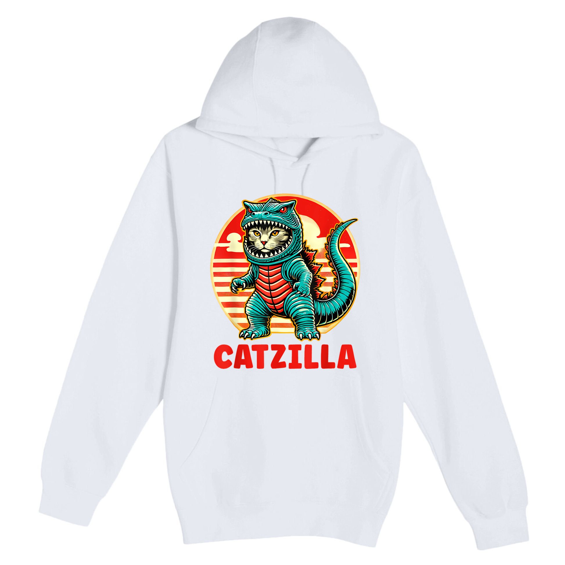 Cat Catzilla Cat Mom Cat Dad Premium Pullover Hoodie