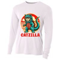 Cat Catzilla Cat Mom Cat Dad Cooling Performance Long Sleeve Crew