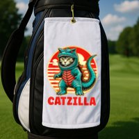 Cat Catzilla Cat Mom Cat Dad Golf Towel