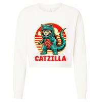 Cat Catzilla Cat Mom Cat Dad Cropped Pullover Crew