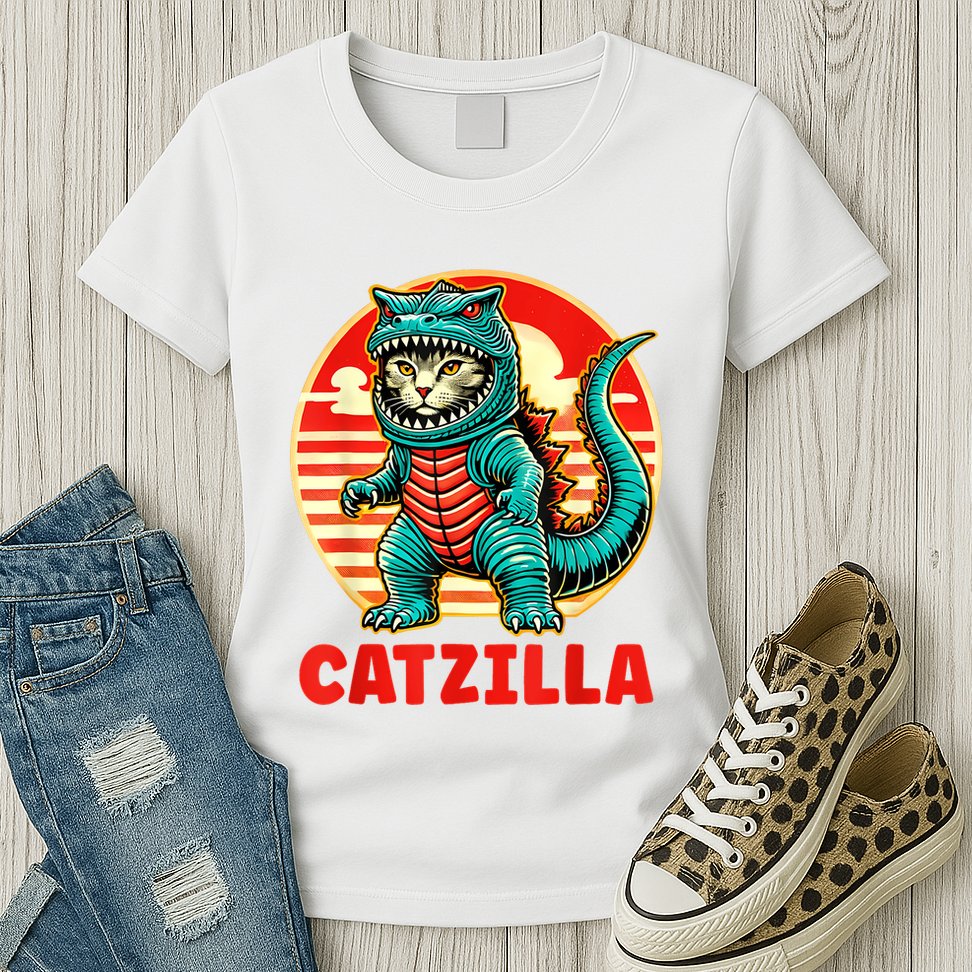 Cat Catzilla Cat Mom Cat Dad Womens T-Shirt