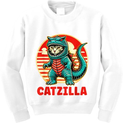 Cat Catzilla Cat Mom Cat Dad Kids Sweatshirt