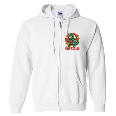 Cat Catzilla Cat Mom Cat Dad Full Zip Hoodie