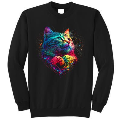 Cute Colorful Cat For Women's For Cat Lover Sweatshirt