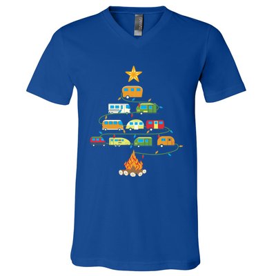 Christmas Camper Camping Crew Road Trip Funny Gift V-Neck T-Shirt