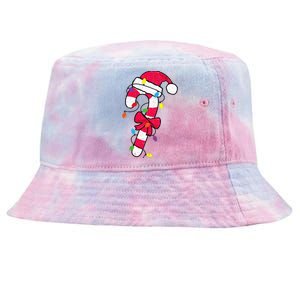 Christmas Candy Cane Santa Xmas Tie-Dyed Bucket Hat