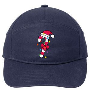 Christmas Candy Cane Santa Xmas 7-Panel Snapback Hat