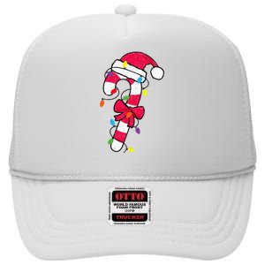 Christmas Candy Cane Santa Xmas High Crown Mesh Back Trucker Hat