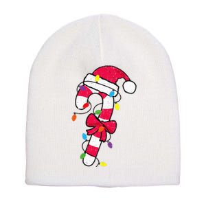 Christmas Candy Cane Santa Xmas Short Acrylic Beanie