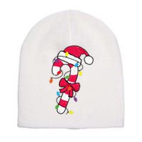 Christmas Candy Cane Santa Xmas Short Acrylic Beanie