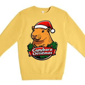 Capybara Christmas Cute Holiday Largest Holiday Rodent Funny Premium Crewneck Sweatshirt