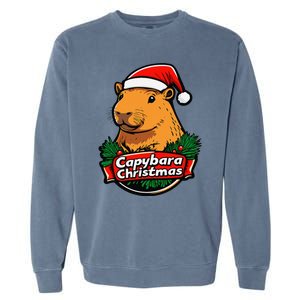 Capybara Christmas Cute Holiday Largest Holiday Rodent Funny Garment-Dyed Sweatshirt