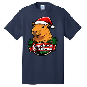 Capybara Christmas Cute Holiday Largest Holiday Rodent Funny Tall T-Shirt