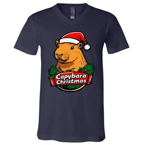 Capybara Christmas Cute Holiday Largest Holiday Rodent Funny V-Neck T-Shirt