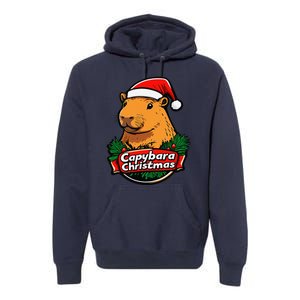 Capybara Christmas Cute Holiday Largest Holiday Rodent Funny Premium Hoodie