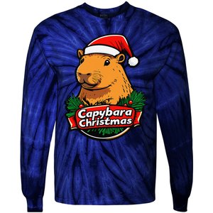 Capybara Christmas Cute Holiday Largest Holiday Rodent Funny Tie-Dye Long Sleeve Shirt