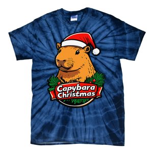 Capybara Christmas Cute Holiday Largest Holiday Rodent Funny Tie-Dye T-Shirt