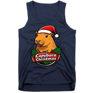 Capybara Christmas Cute Holiday Largest Holiday Rodent Funny Tank Top