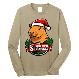 Capybara Christmas Cute Holiday Largest Holiday Rodent Funny Long Sleeve Shirt