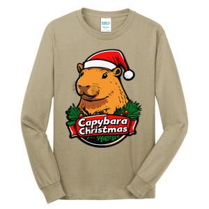 Capybara Christmas Cute Holiday Largest Holiday Rodent Funny Tall Long Sleeve T-Shirt