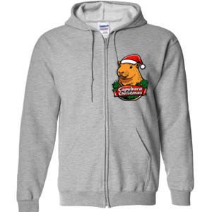 Capybara Christmas Cute Holiday Largest Holiday Rodent Funny Full Zip Hoodie