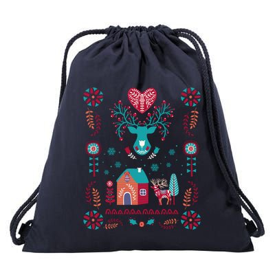 Cottagecore Christmas Cottage Core Xmas Hygge Swedish Nordic Drawstring Bag