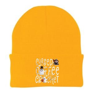 Cursed Coffee & Crochet Knitting & Crocheting For Halloween Knit Cap Winter Beanie