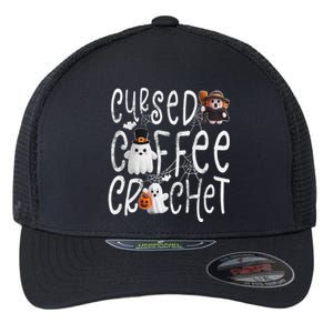 Cursed Coffee & Crochet Knitting & Crocheting For Halloween Flexfit Unipanel Trucker Cap