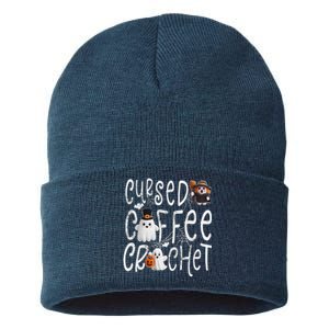 Cursed Coffee & Crochet Knitting & Crocheting For Halloween Sustainable Knit Beanie