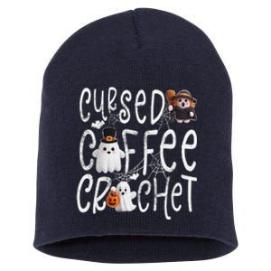 Cursed Coffee & Crochet Knitting & Crocheting For Halloween Short Acrylic Beanie