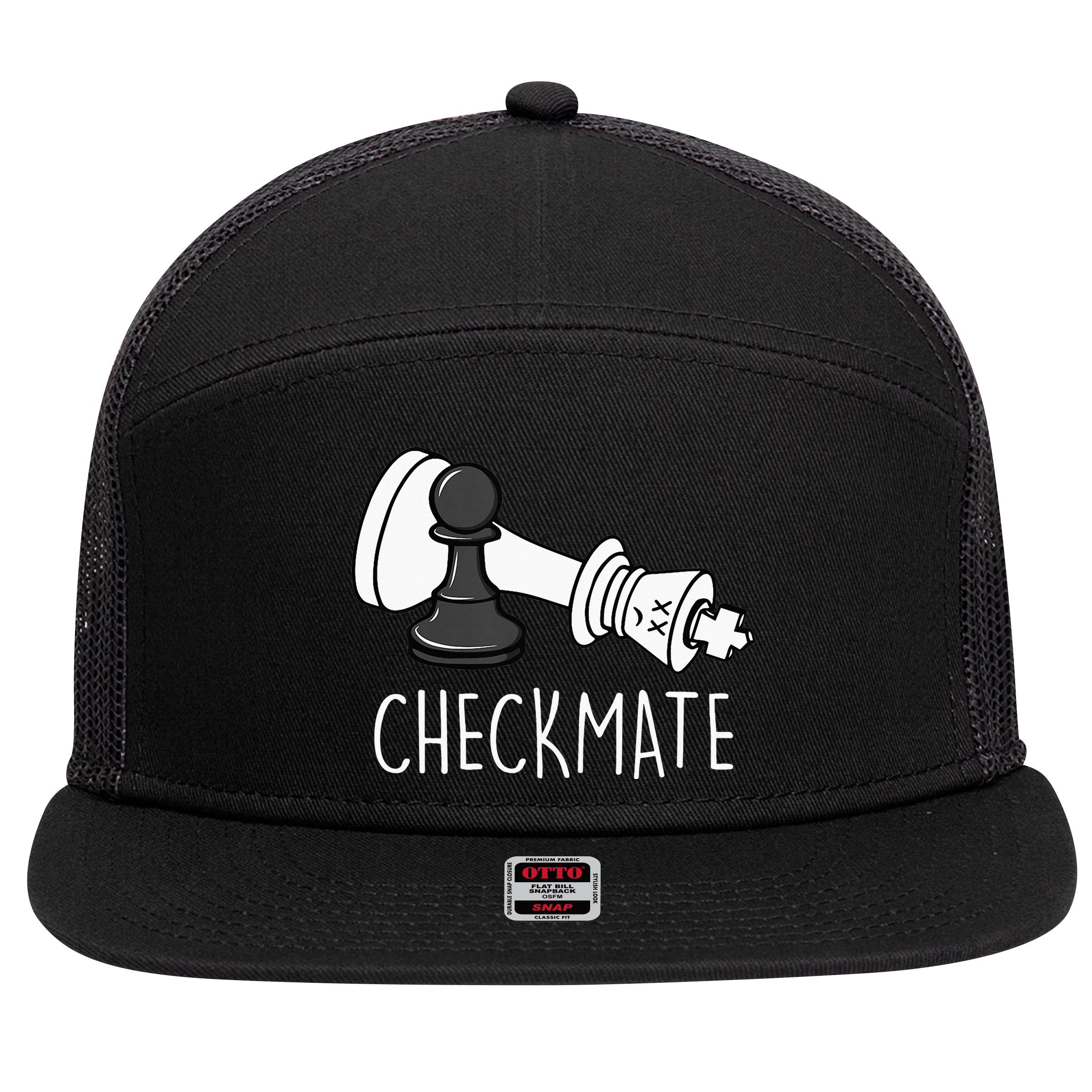 Chess Checkmate Chess Player King Pawn 7 Panel Mesh Trucker Snapback Hat