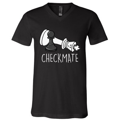 Chess Checkmate Chess Player King Pawn V-Neck T-Shirt