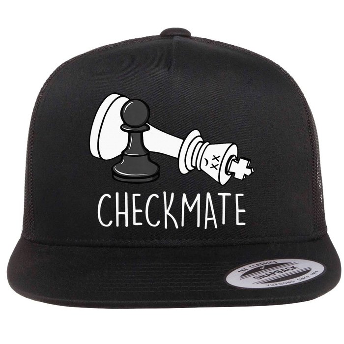 Chess Checkmate Chess Player King Pawn Flat Bill Trucker Hat