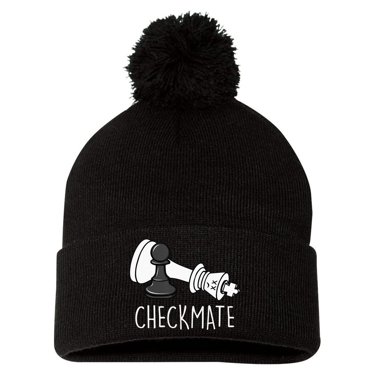 Chess Checkmate Chess Player King Pawn Pom Pom 12in Knit Beanie