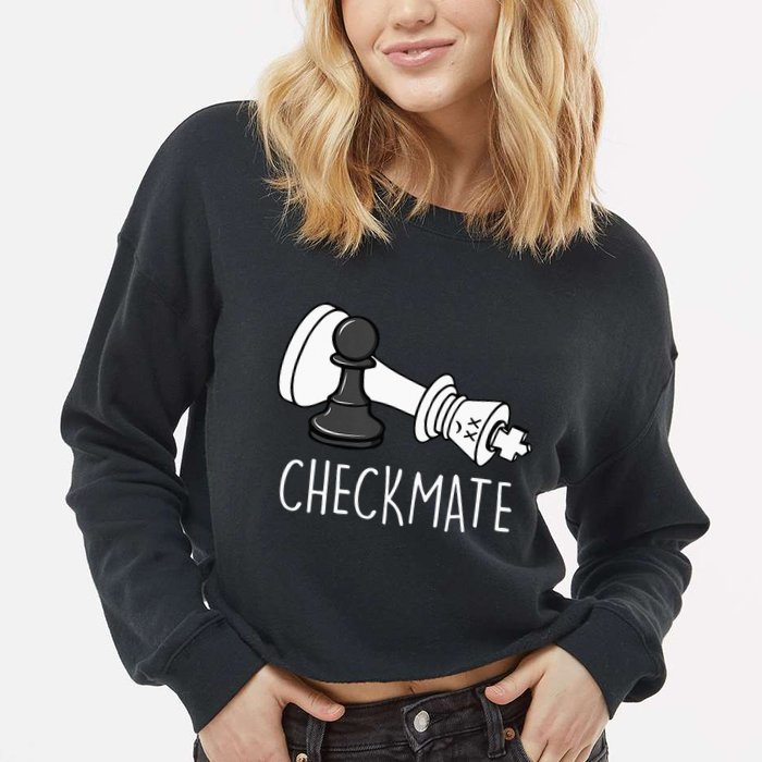 Chess Checkmate Chess Player King Pawn Cropped Pullover Crew