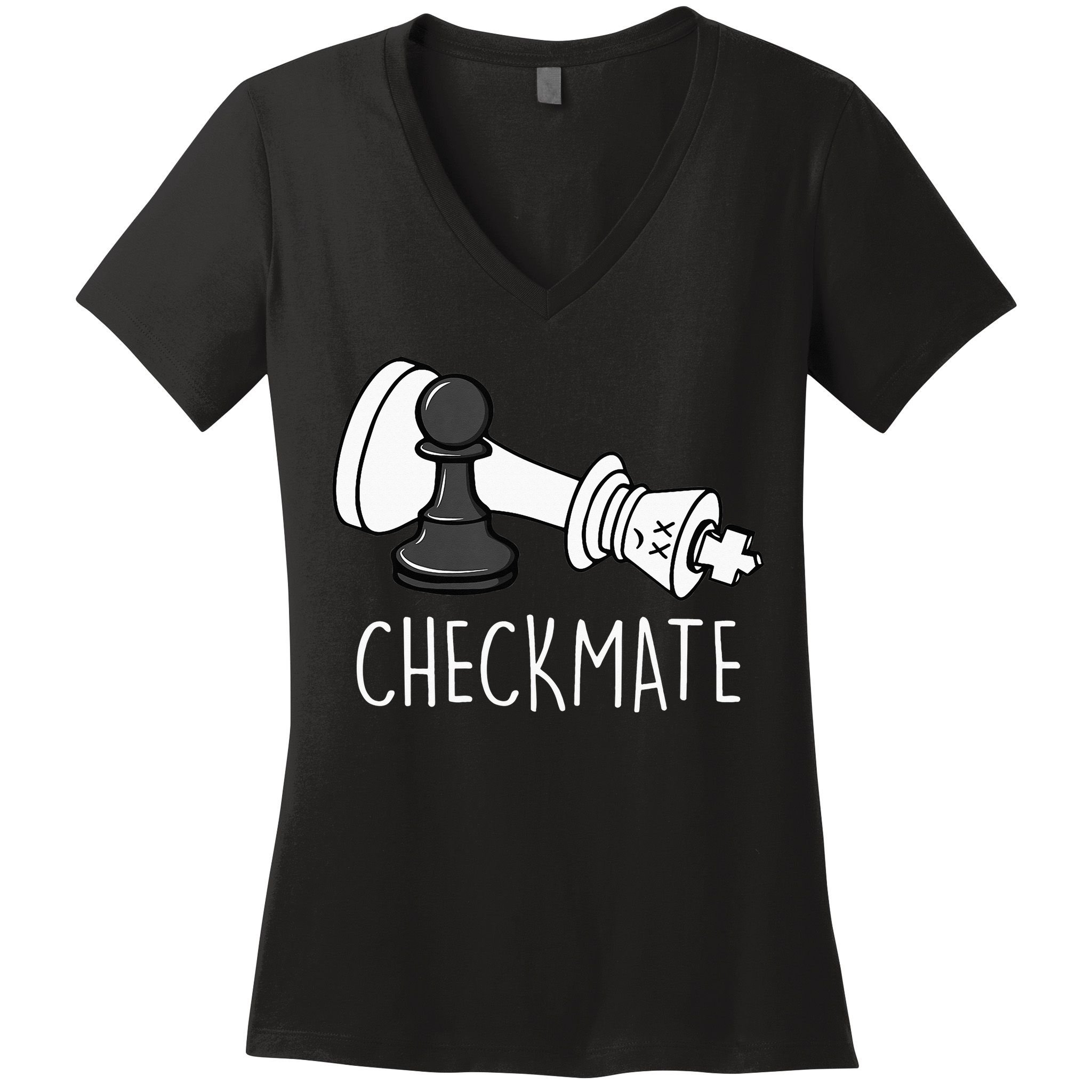 Chess Checkmate Chess Player King Pawn Women's V-Neck T-Shirt