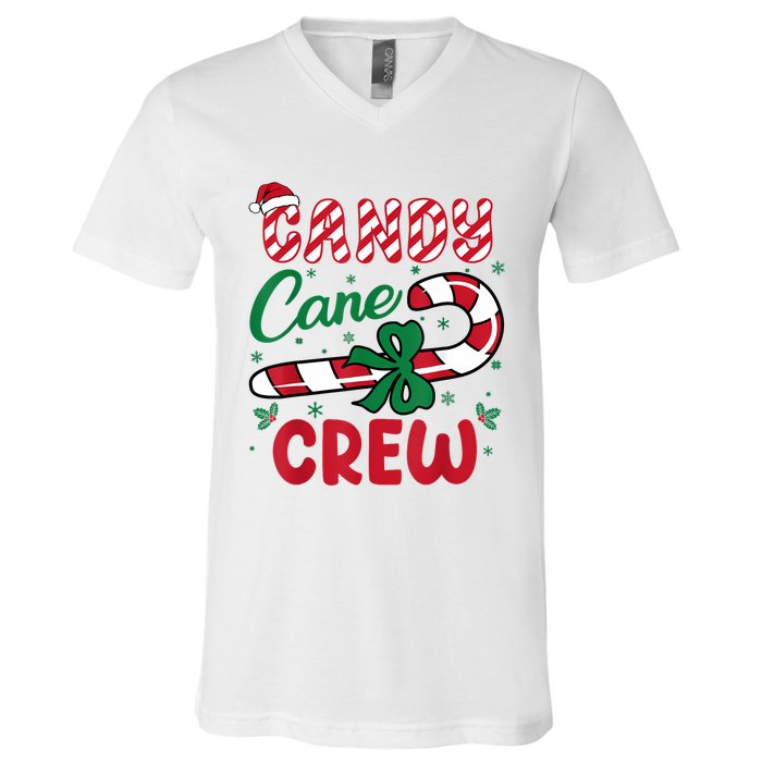 Candy Cane Crew Funny Christmas Holiday Women V-Neck T-Shirt