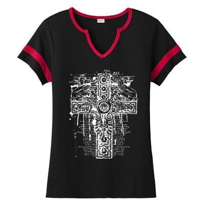 Celtic Cross Ladies Halftime Notch Neck Tee