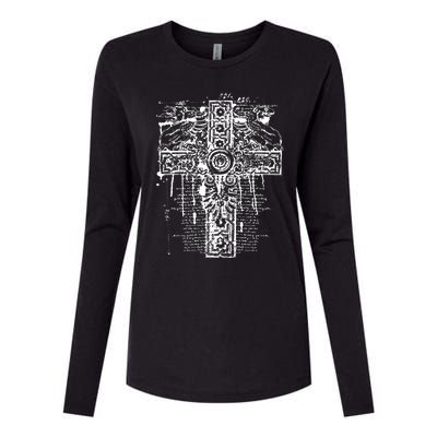 Celtic Cross Womens Cotton Relaxed Long Sleeve T-Shirt