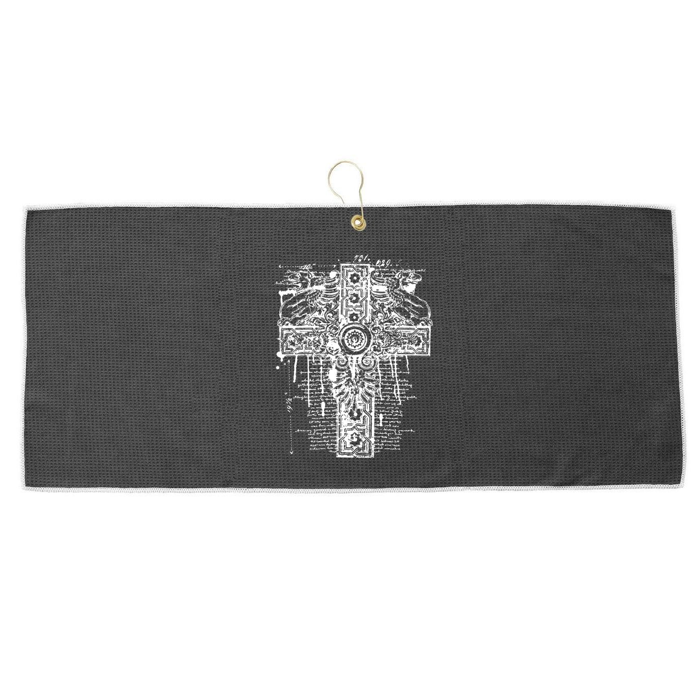 Celtic Cross Large Microfiber Waffle Golf Towel
