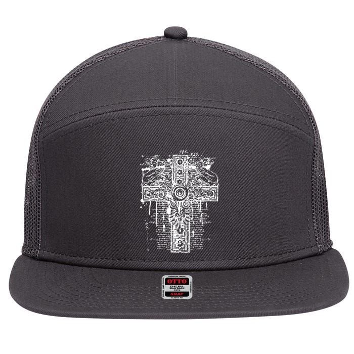 Celtic Cross 7 Panel Mesh Trucker Snapback Hat