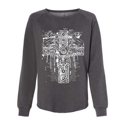 Celtic Cross Womens California Wash Sweatshirt