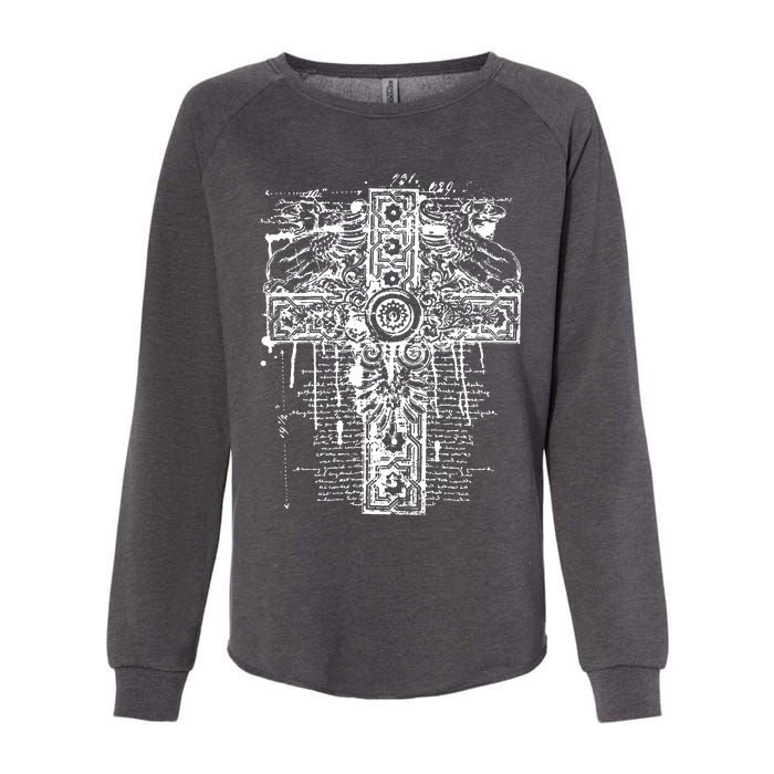 Celtic Cross Womens California Wash Sweatshirt