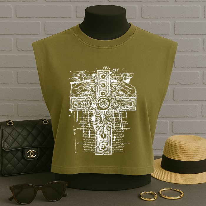 Celtic Cross Garment-Dyed Women's Muscle Tee