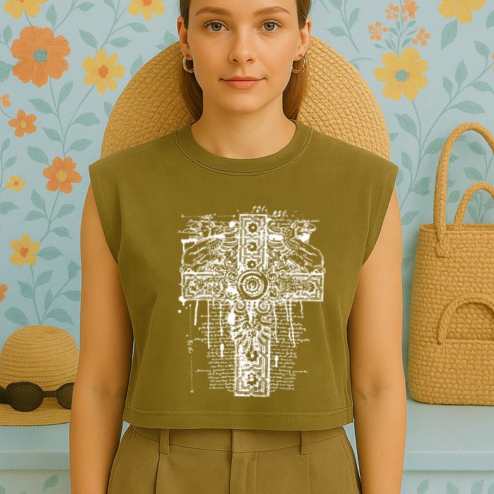 Celtic Cross Garment-Dyed Women's Muscle Tee