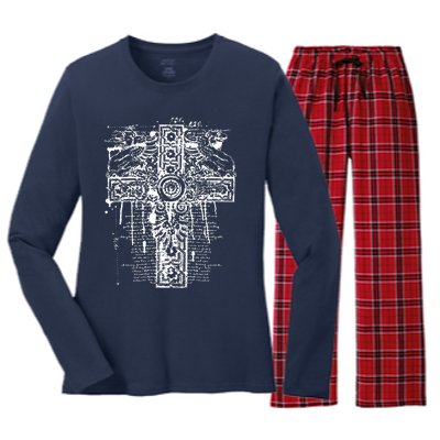 Celtic Cross Women's Long Sleeve Flannel Pajama Set 